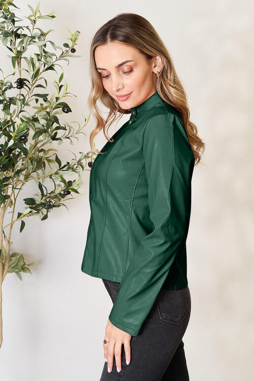 Classic Girls Zip-Up Jacket with Stand Collar for Everyday Wear
