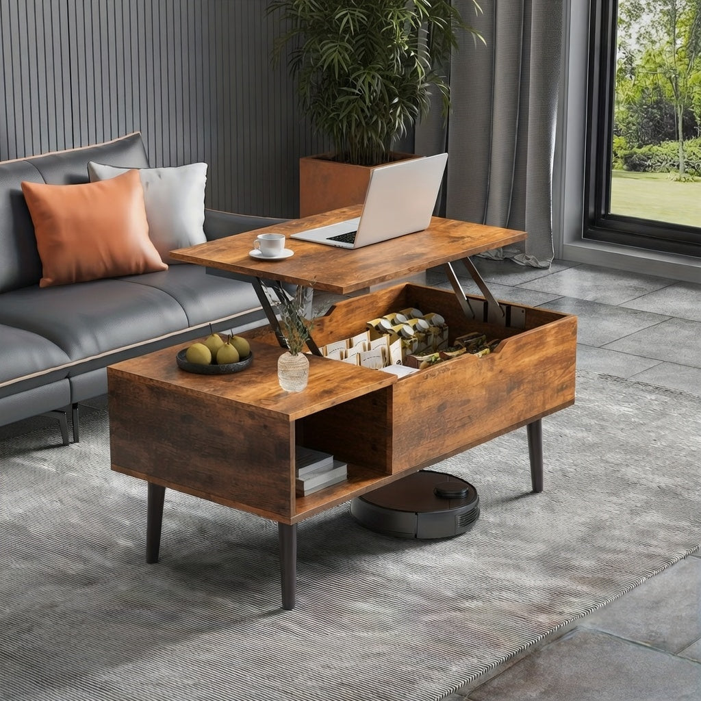 Lift Top Coffee Table with Hidden Storage for Living Room