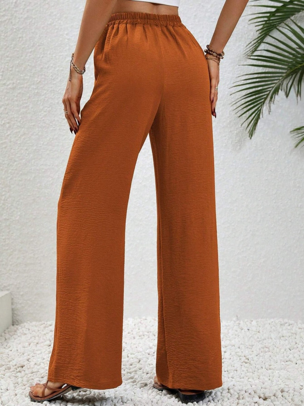 Women Wide Leg Drawstring Pants Lightweight Comfortable Trousers - Image 2