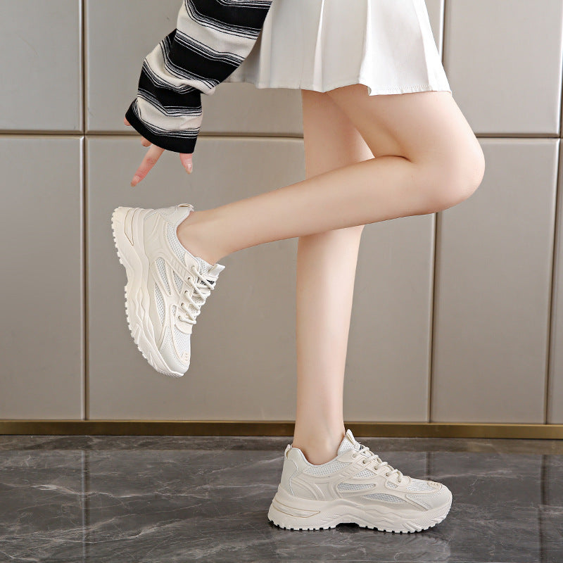 Women's Off-White Chunky Platform Casual Sports Sneakers - Image 3