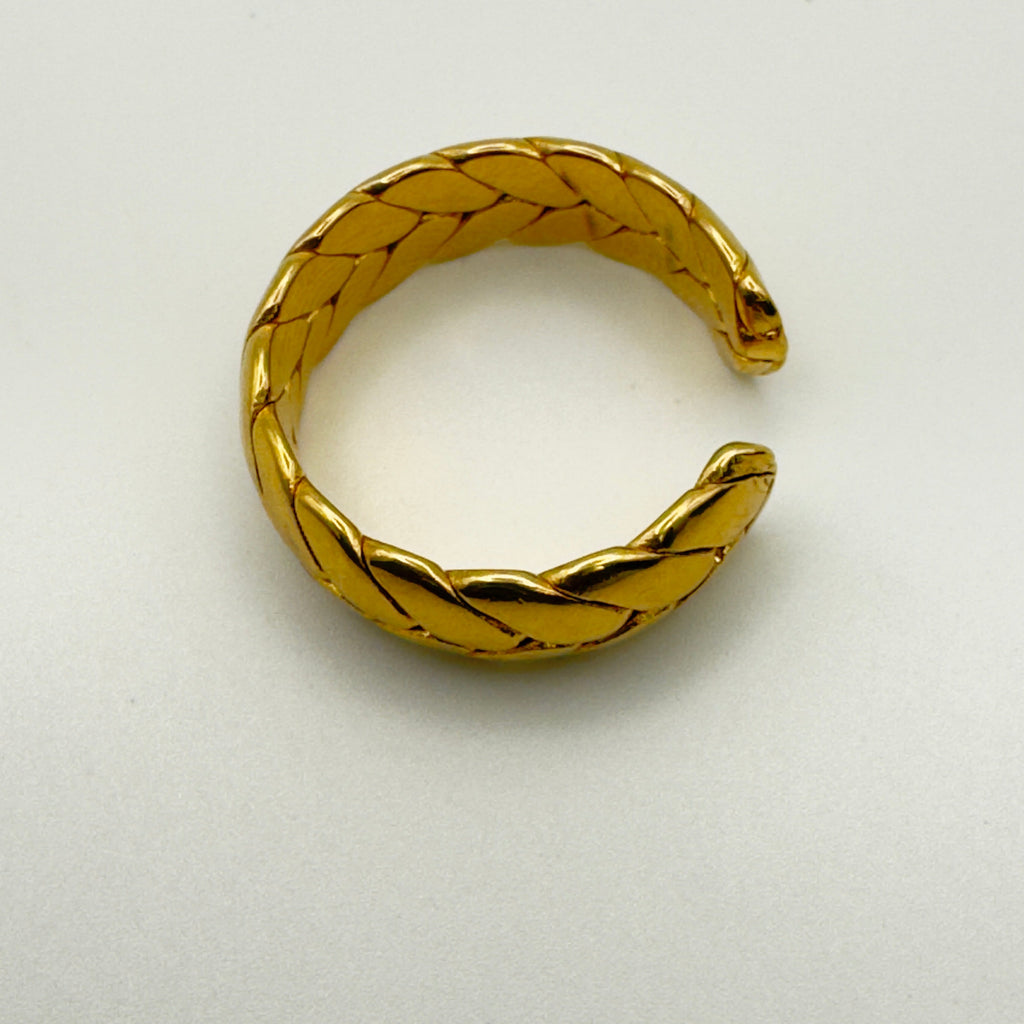 Hypoallergenic Gold Played Cuban Ring - Nickel Free Stainless Steel Jewelry for Sensitive Skin