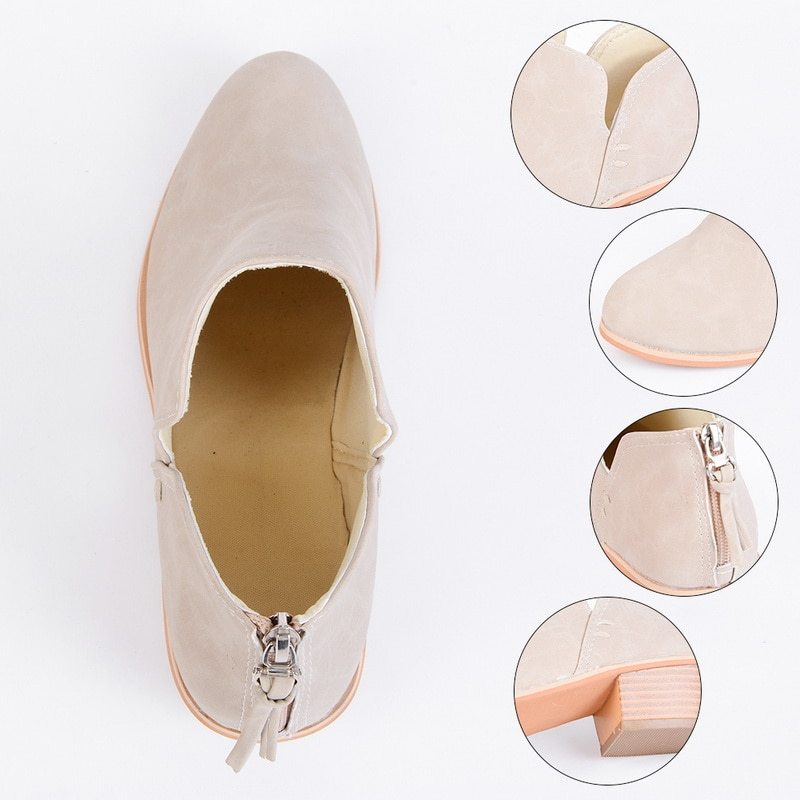 Women Retro Chunky Heel Ankle Boots Vintage Inspired Footwear - Image 3
