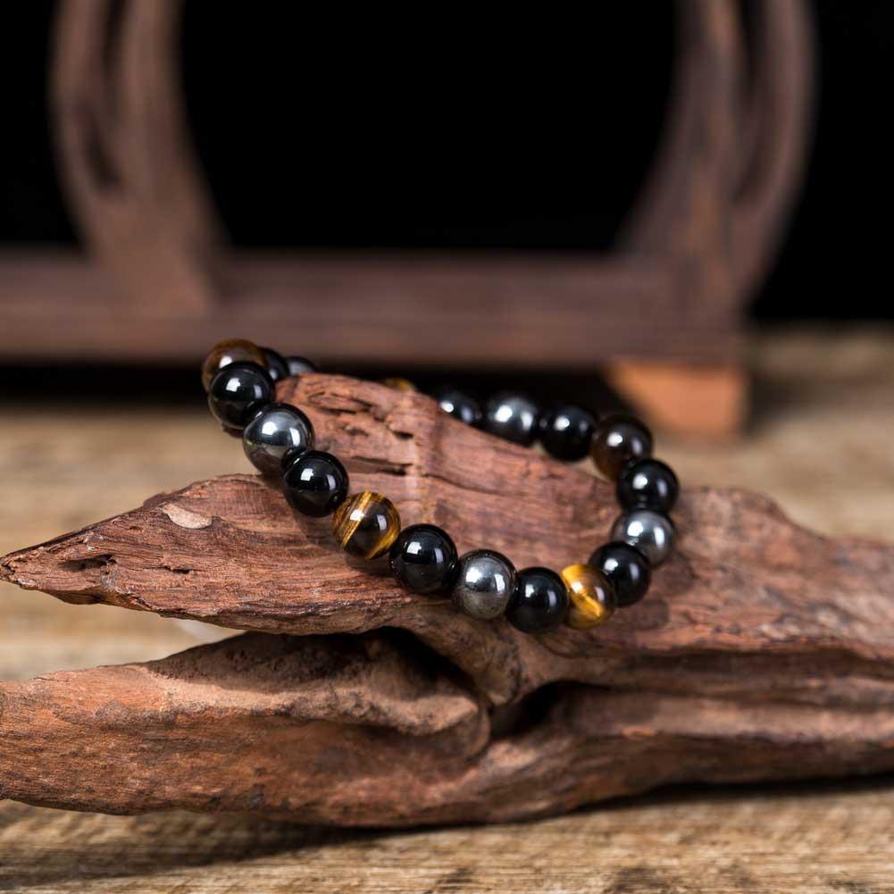 Tiger Eye & Hematite Beaded Bracelet - Earth Tone Spiritual Jewelry