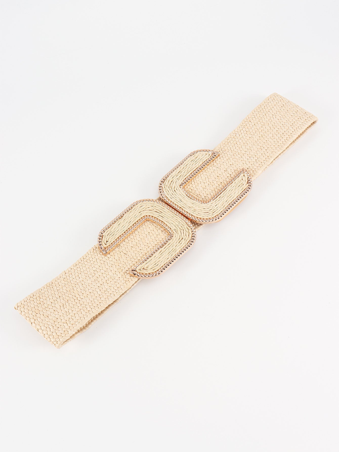 Wide Braid Stretch Belt with Statement Buckle in Sage Green