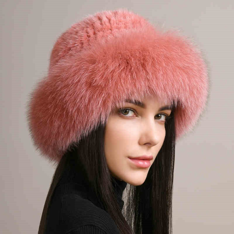 Women’s Mink Hair Winter Hat Braided Fur Warm Elegant Beanie - Image 7