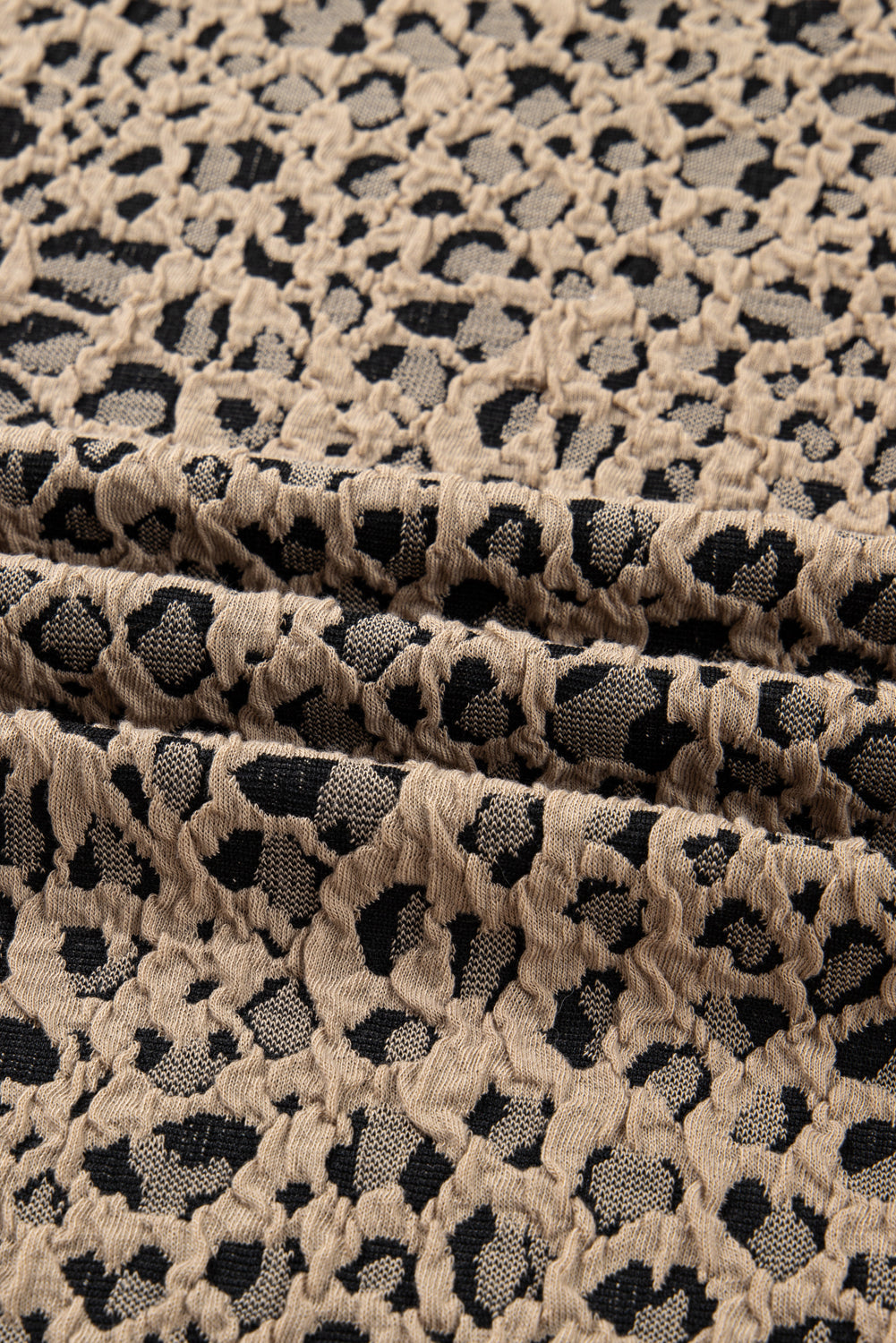 Plus Size Leopard Textured Long Sleeve Top