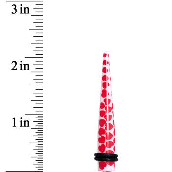 White Red Heart Acrylic Ear Taper 0 Gauge 8mm Piercing Jewelry