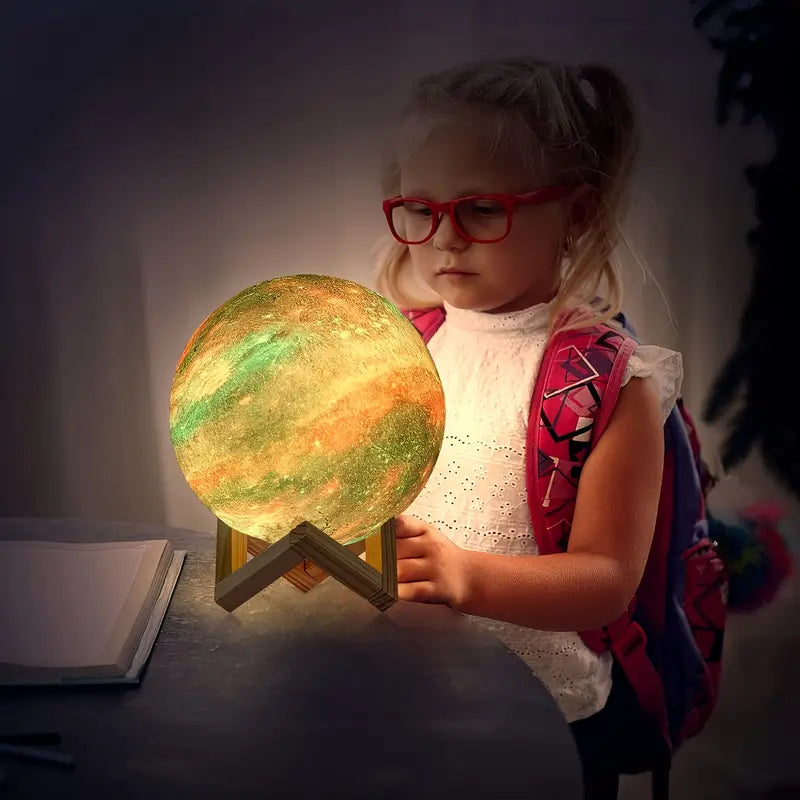 16-Color 3D LED Moon Light with Stand - Night Light