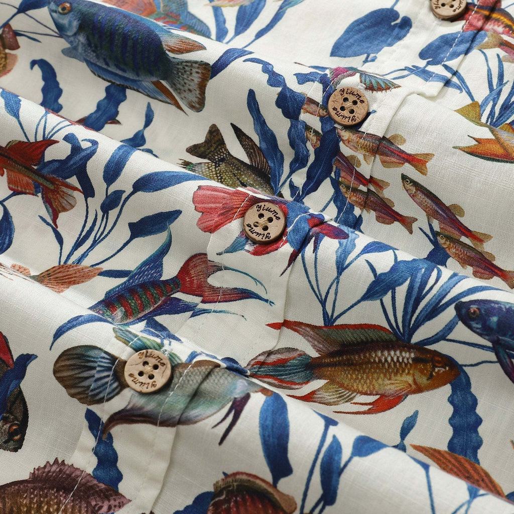 Men's Fish Shirt Button Down Tropical Hawaiian Shirts For Men Short Sleeve Aloha Shirt Nature Collector By Amy