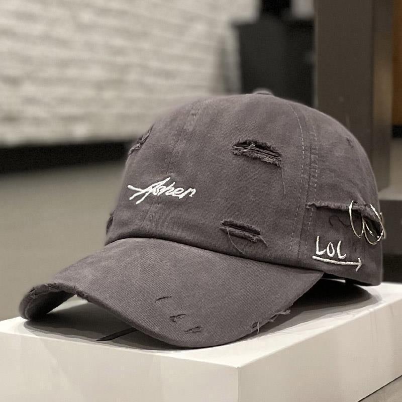 Distressed Tie-Dye Letter Print Cap - Women’s Cotton Streetwear Hat