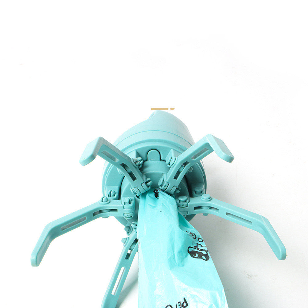 Portable Eight-Claw Dog Pooper Scooper with Bag Dispenser - Teal/Grey