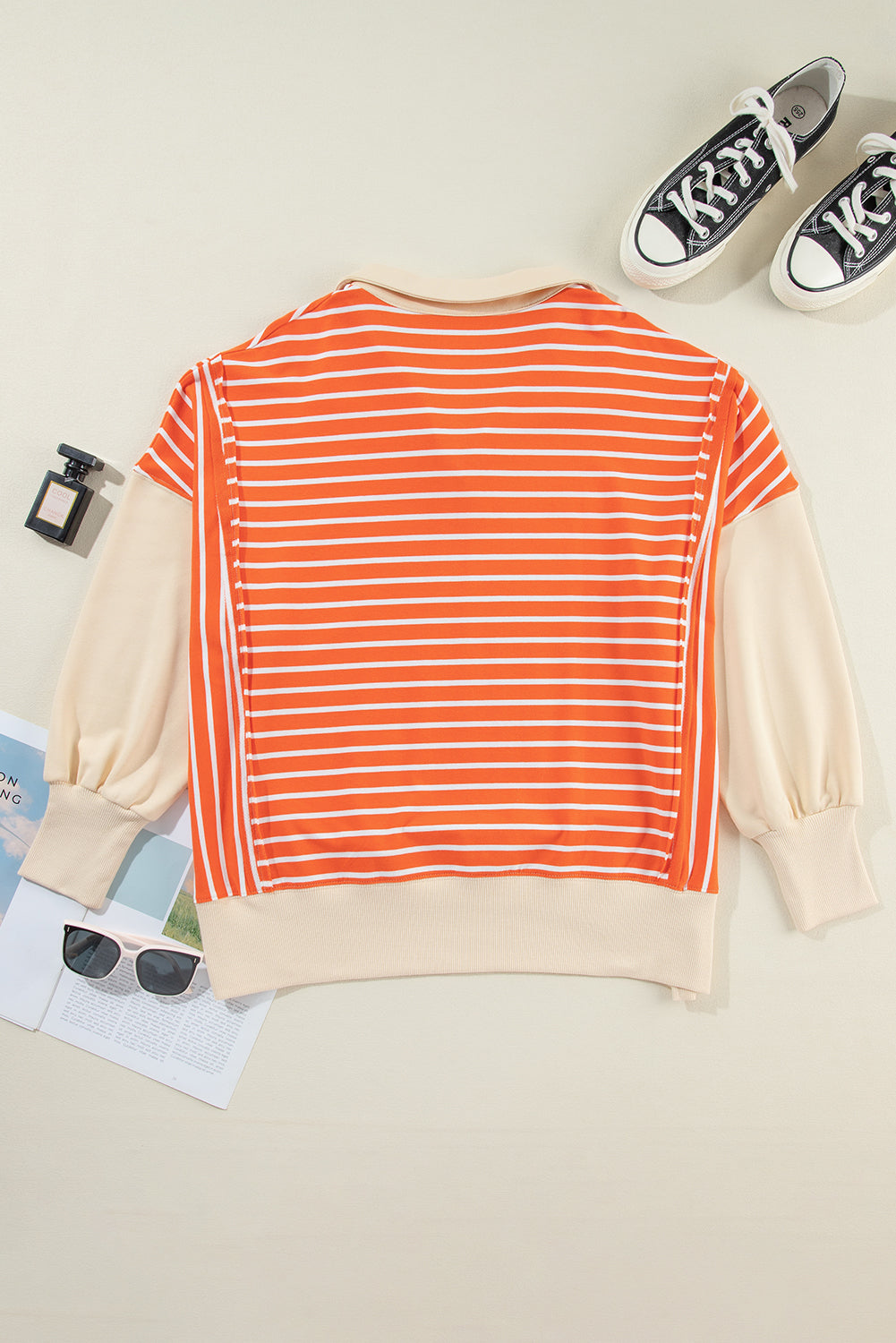 Colorblock Collared Drop Shoulder Sweatshirt