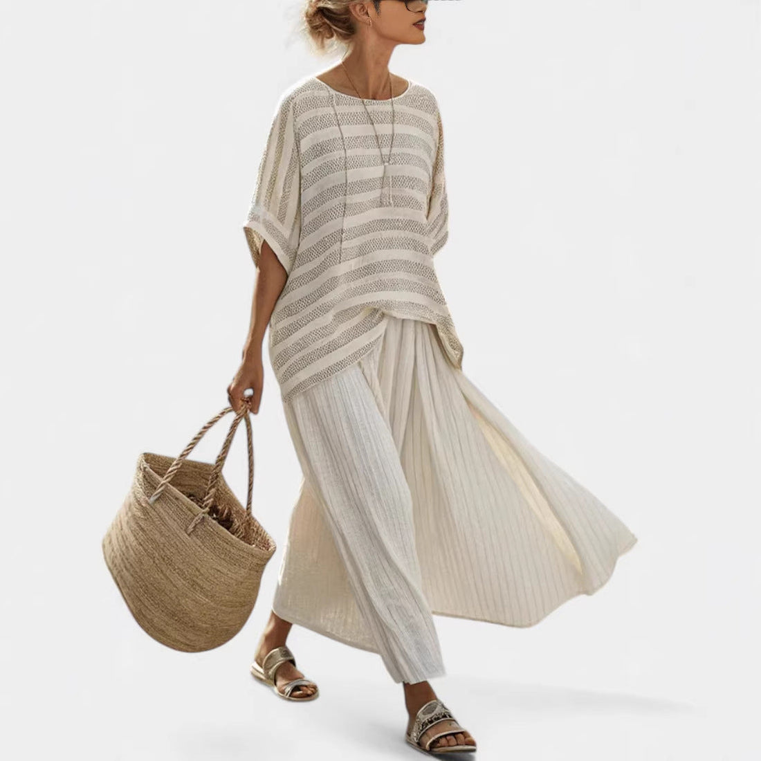 Women's Beach Vacation Two Piece Set Loose Casual Summer Outfit - Image 2