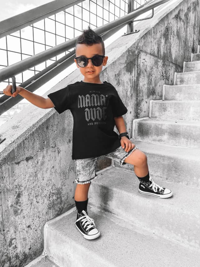 Mama's Dude Always and Forever graphic tee in cream and black