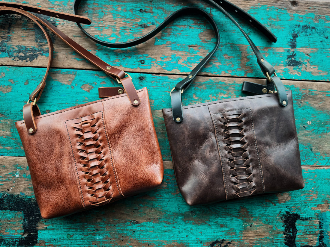 Woven Leather Crossbody Bag with Adjustable Strap - Image 2