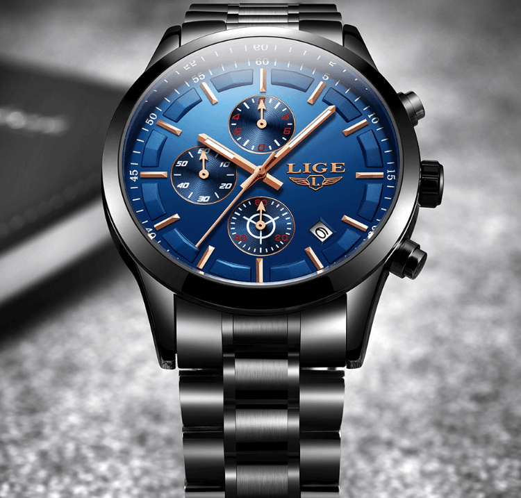 Men's Waterproof Chronograph Watch with Date Display & Luxury Dial