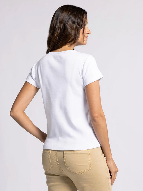 Lexi White Crew Neck T-Shirt in Cotton Relaxed Fit