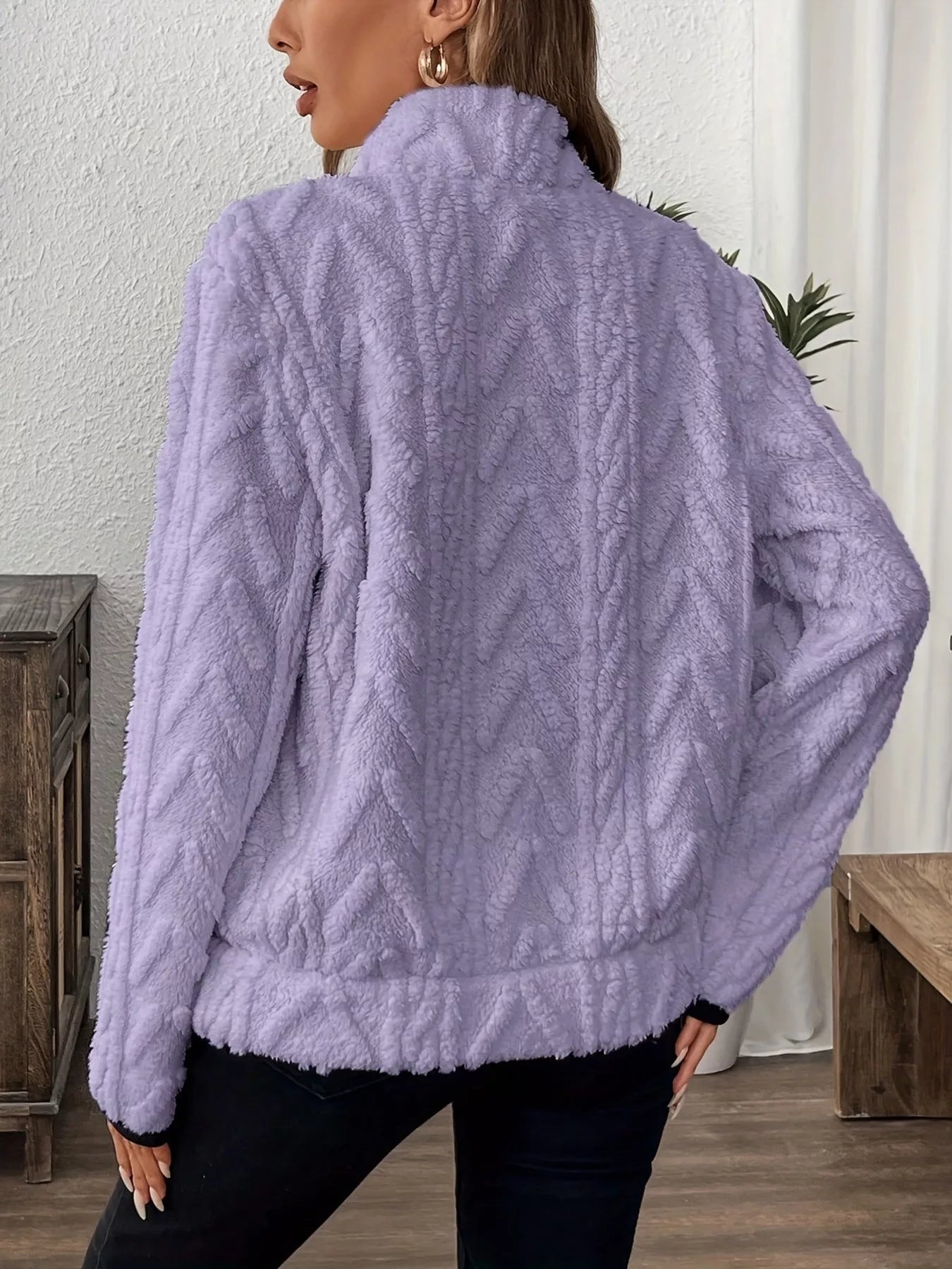 Full Size Fleece Half Zip Sweatshirt Plus Size