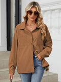 Rayon Button Up Dropped Shoulder Long Sleeve Shirt