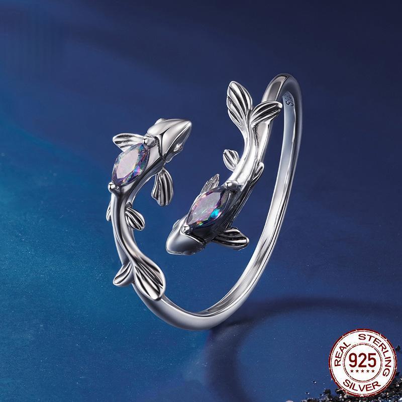 Sterling Silver Fashionable Adjustable Pisces Ring
