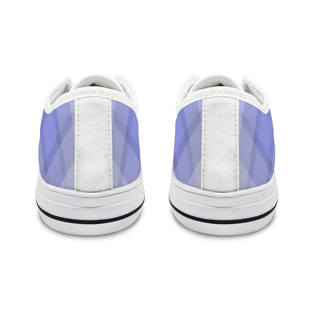 Light Blue Plaid Low Top Women's Casual Canvas Sneakers - Image 4