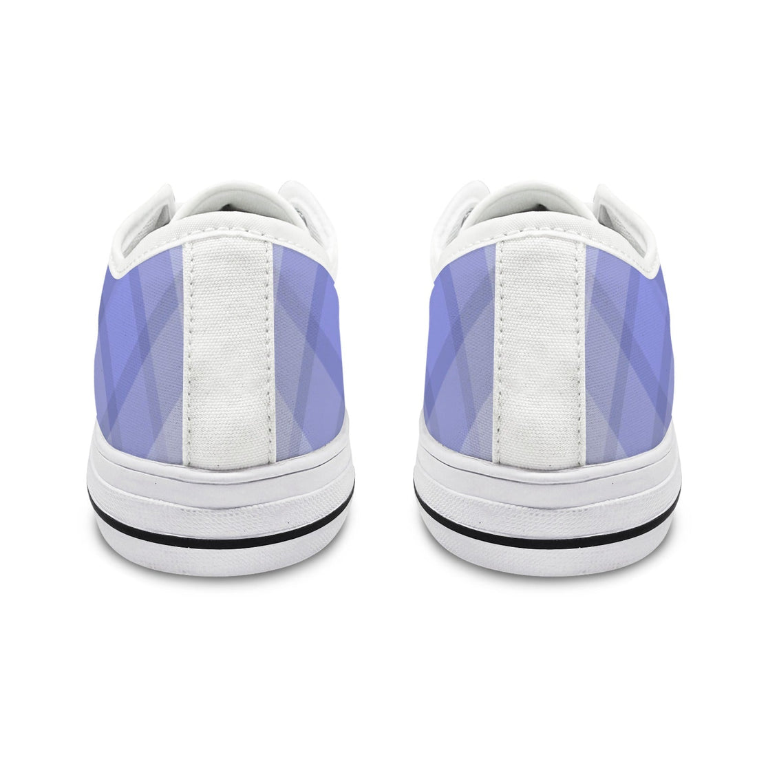 Light Blue Plaid Low Top Women's Casual Canvas Sneakers - Image 4