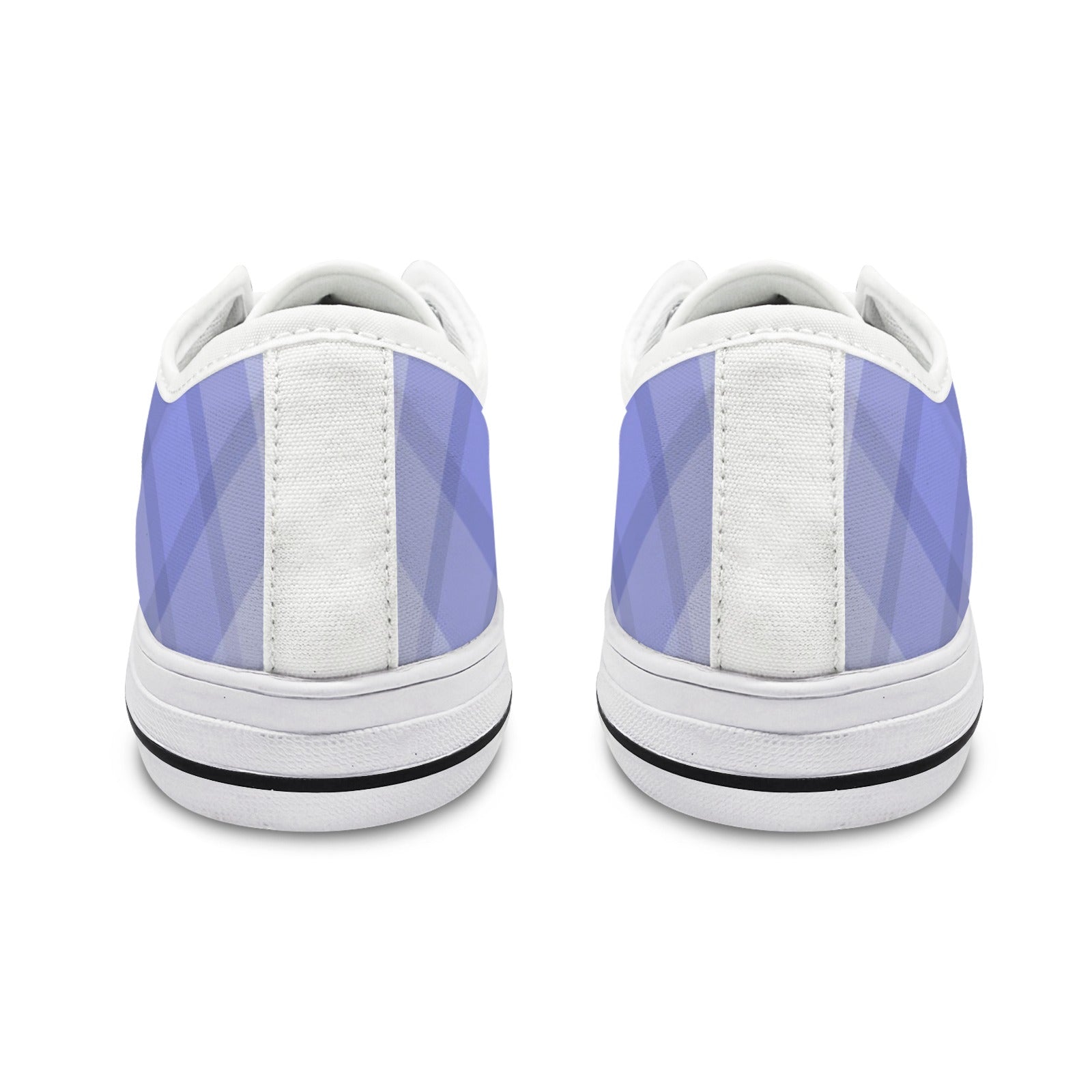 Light Blue Plaid Low Top Women's Casual Canvas Sneakers - Image 4