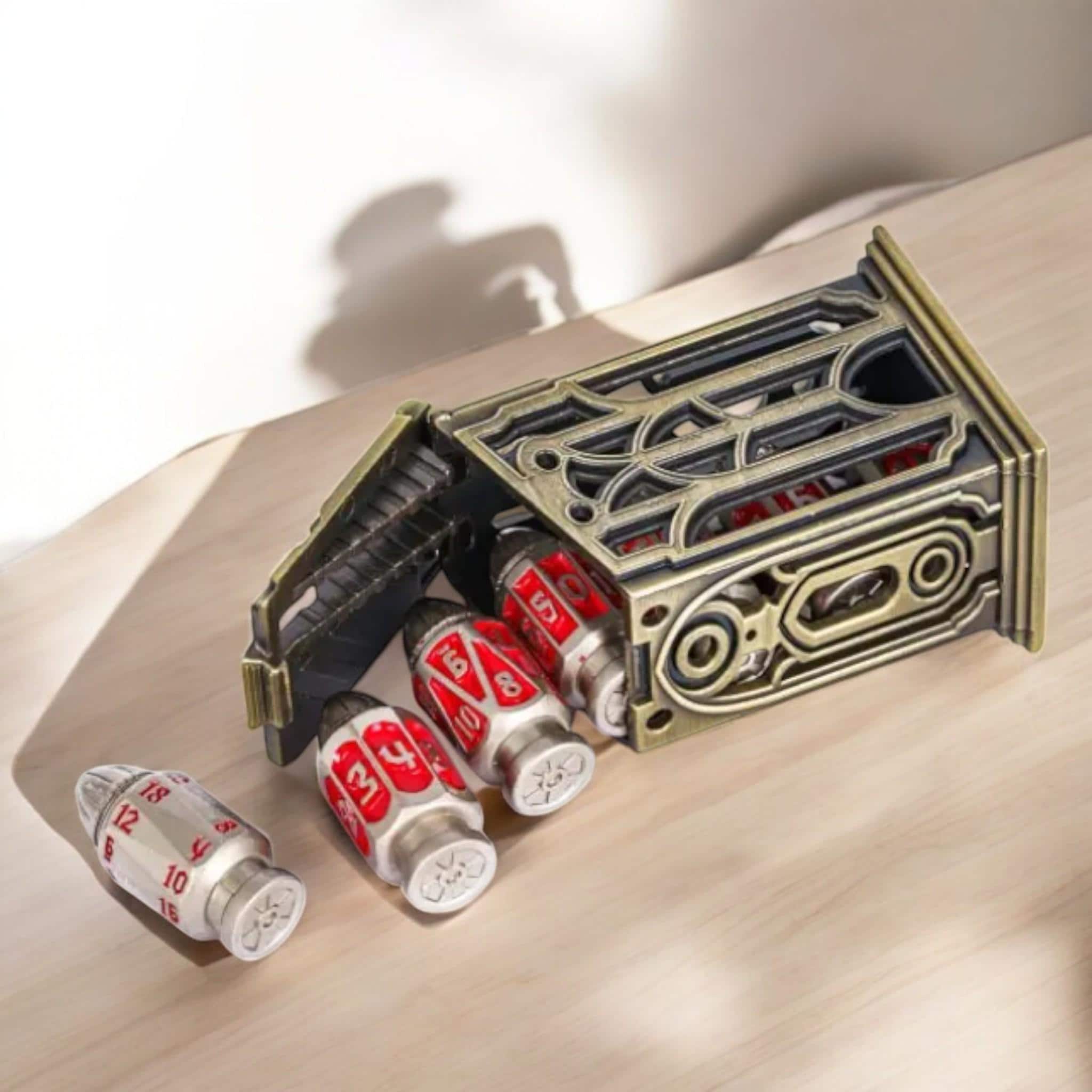 Metal Bullet Dice Set – 7-Piece with Ammo Case