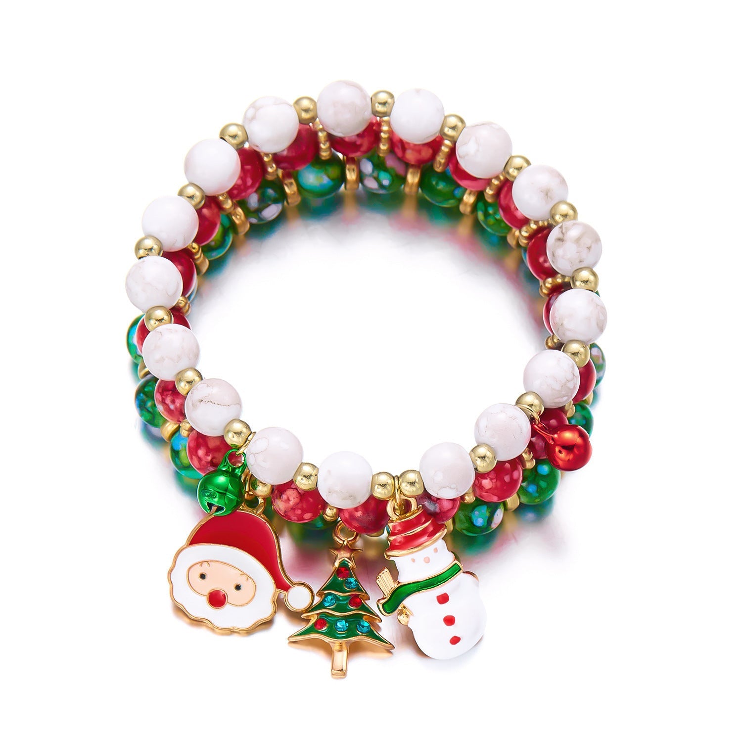 Europe And The United States Cross-border New Bracelet Three Christmas Christmas Tree Old Snowman Beaded Combination Bracelet Women Wholesale