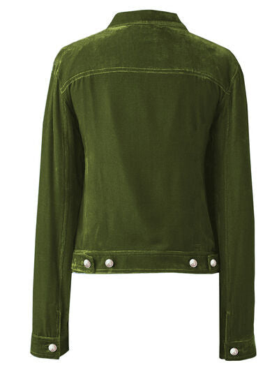Women's Casual Velvet Button-Up Long Sleeve Jacket