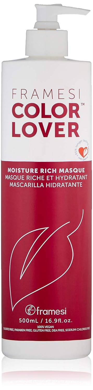 White and red jar of Framesi Color Lover Moisture Rich Masque for color-treated hair.