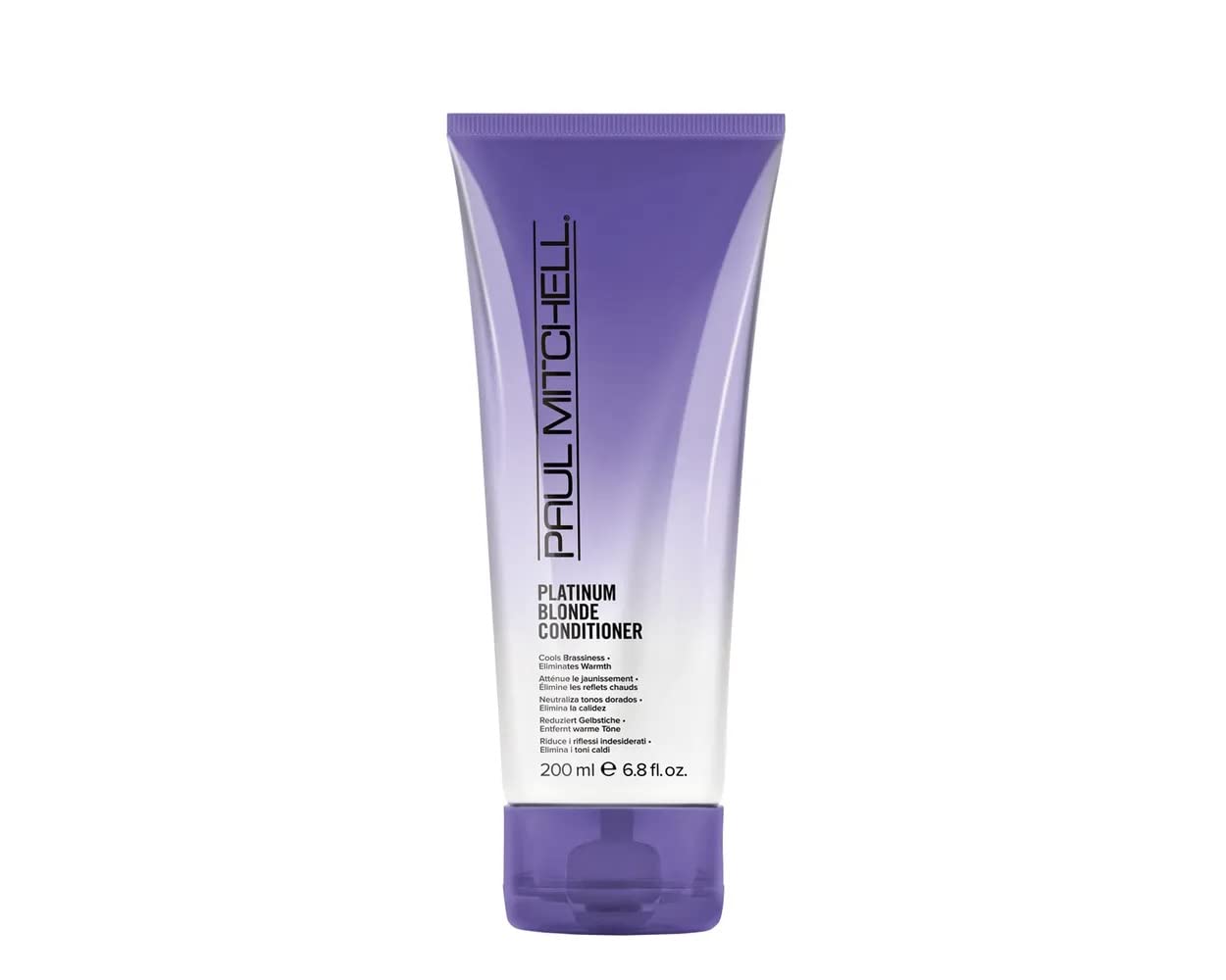 Bottle of Paul Mitchell Platinum Blonde Purple Conditioner for brassy hair care