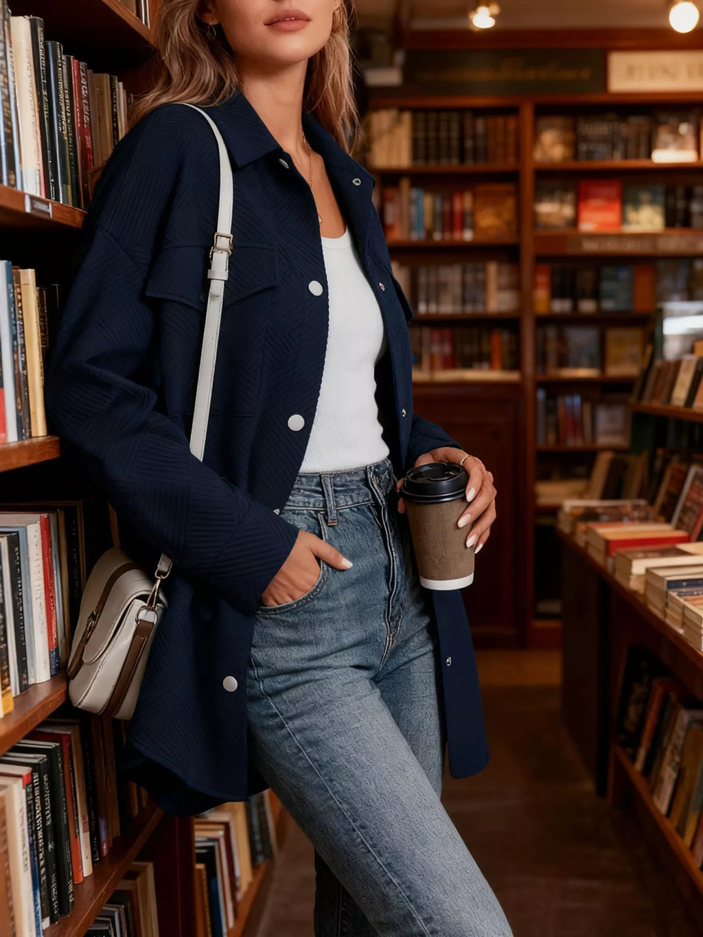 Textured Snap Down Jacket