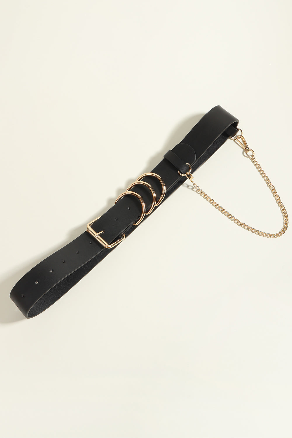 Punk PU Belt with Alloy Buckle | Black & Gold