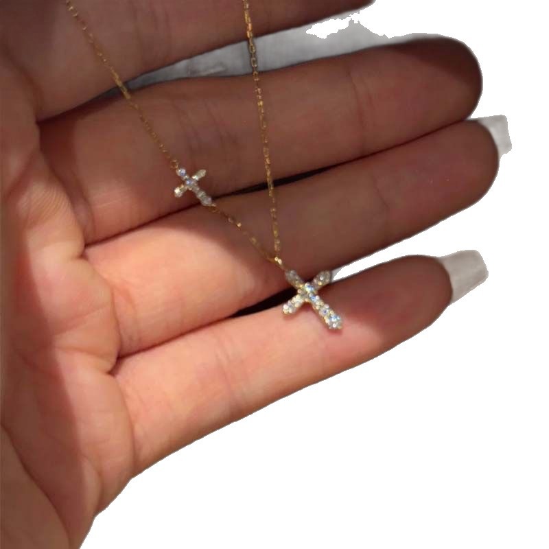 Vintage Full-Diamond Gemini Cross Necklace For Women