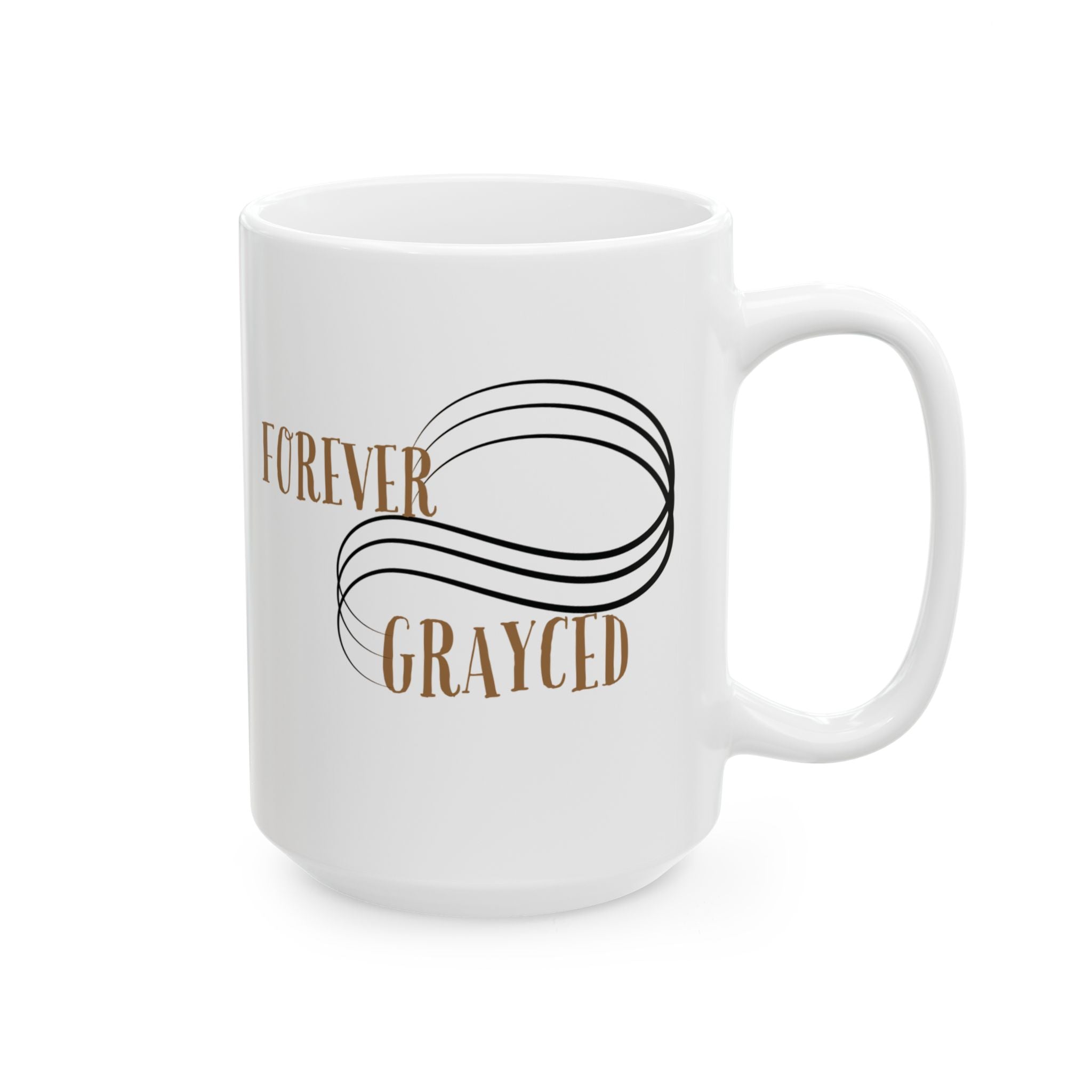 Modern Ceramic Coffee Mug in White, Black, and Gold, 11oz or 15oz