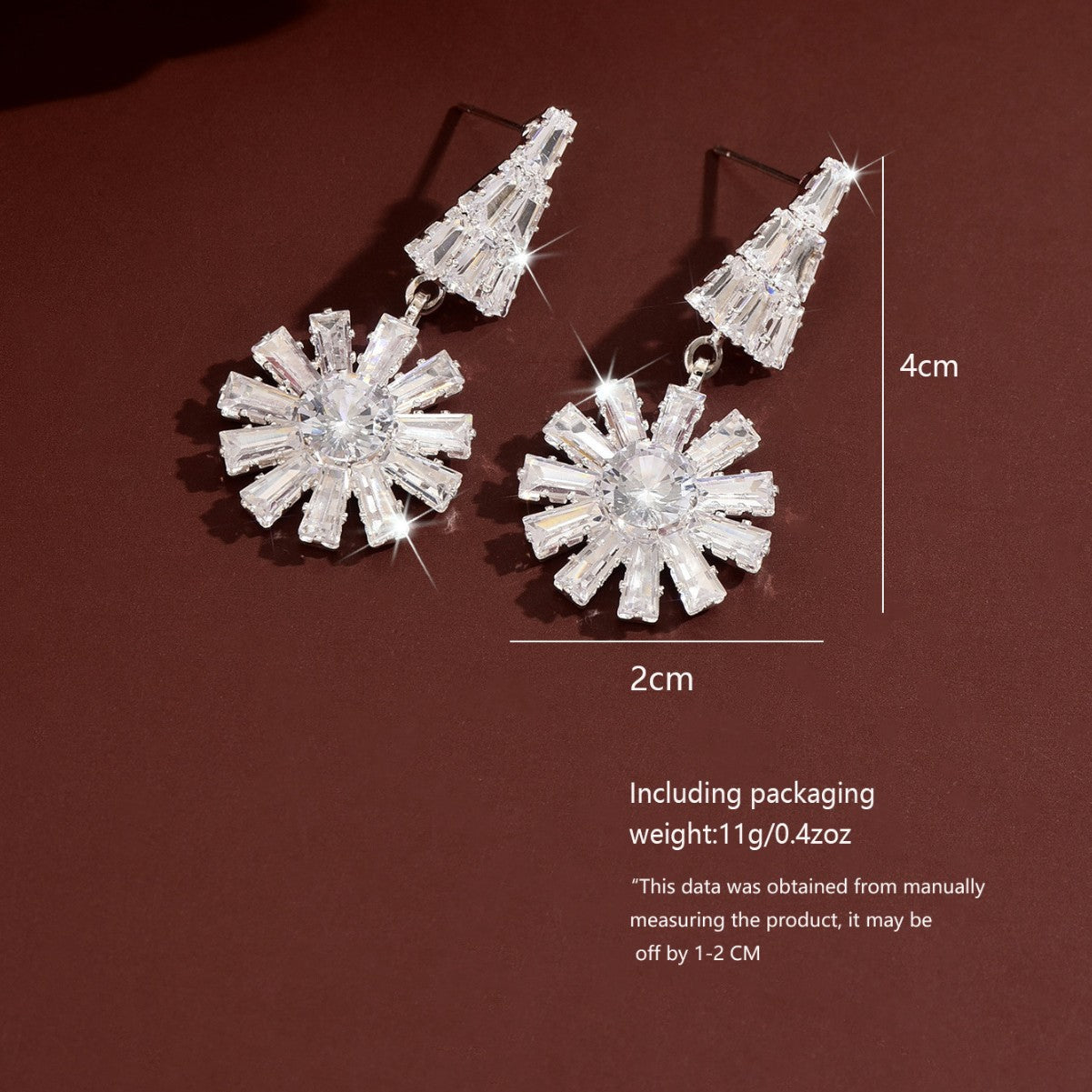 Womens Sweet Floral Rhinestone Stud Earrings,Costume Earrings For Daily Party Wear