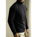 Men's Minimalist Charcoal Grey Turtleneck Knit Sweater