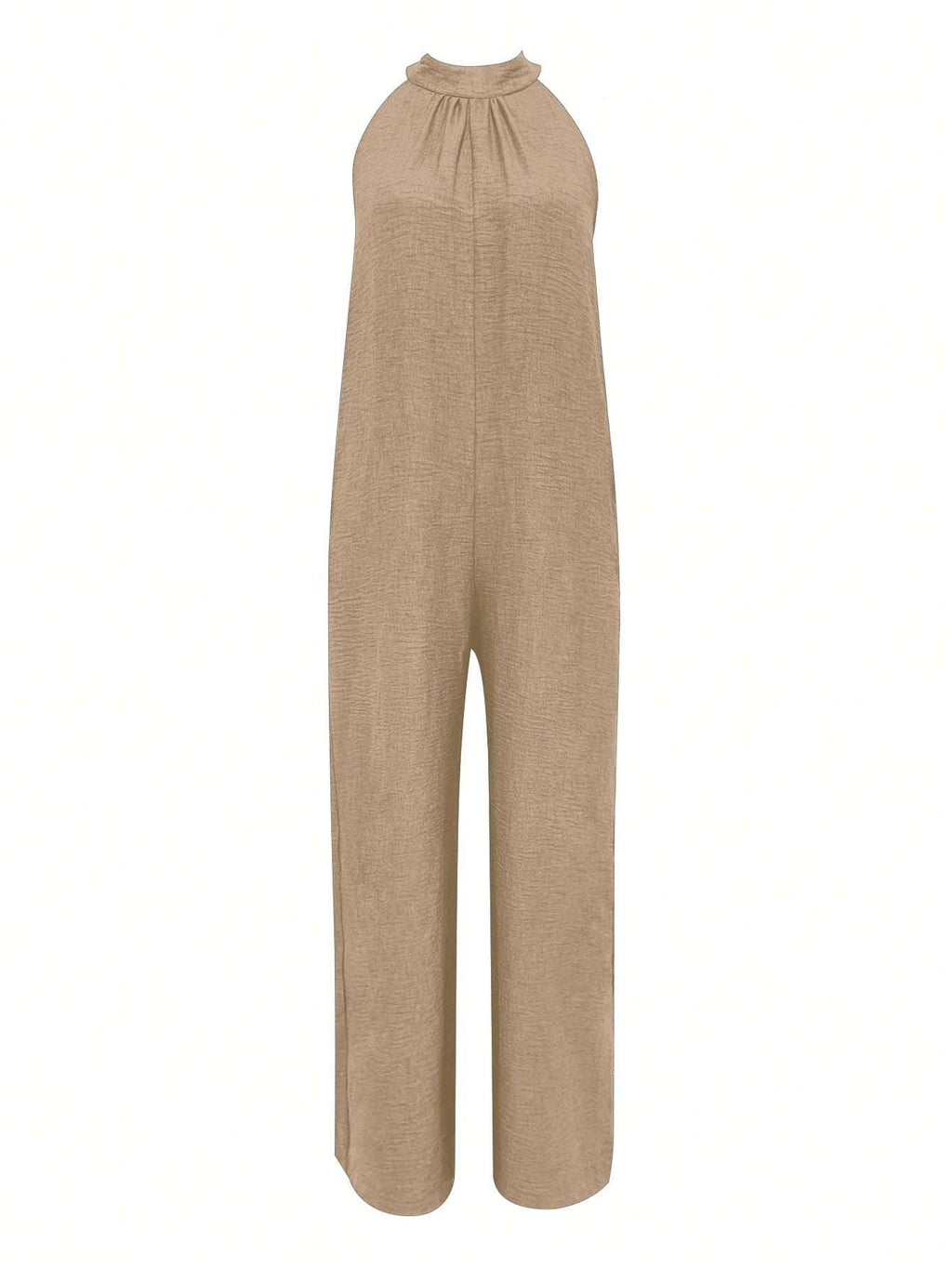 Sleeveless Halter Ruffled Cami Jumpsuit with Flared Hem