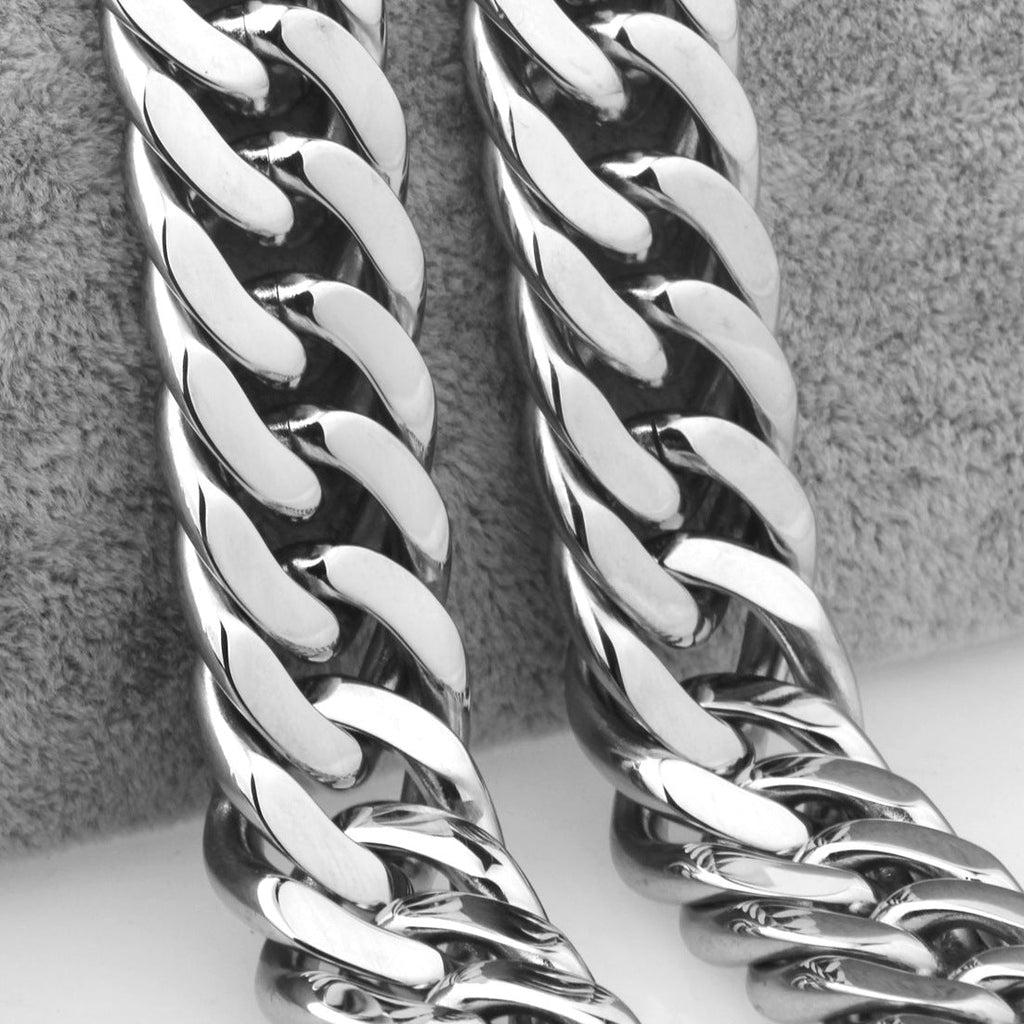 Mens Steel-colored Double-weave Stainless Steel Titanium Necklace