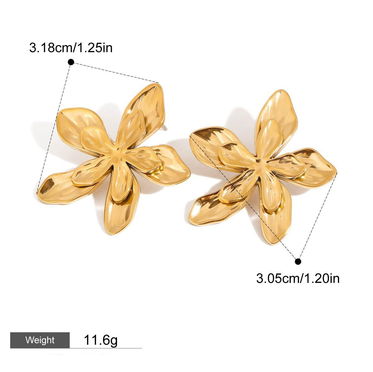 18K Gold Flower Earrings - Mixed Metal Floral Jewelry