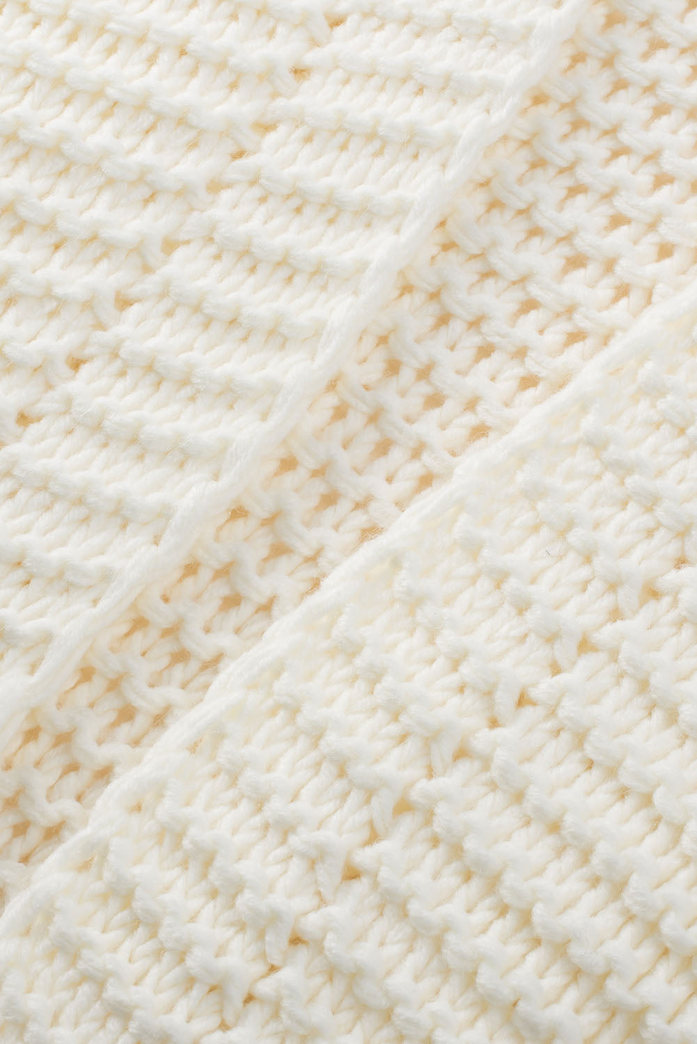 Women's Cream Chunky Knit Open Front Puff Sleeve Cardigan - Image 8