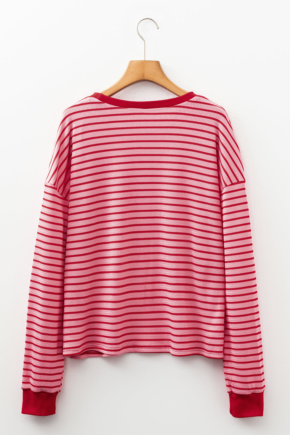 Stripe Textured Knit Long Sleeve T-Shirt