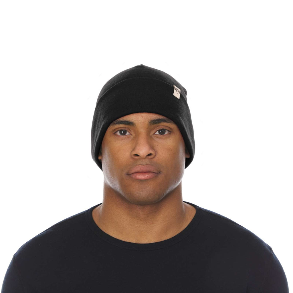Lightweight Merino Wool Cuff Beanie - Solid Knit Hat