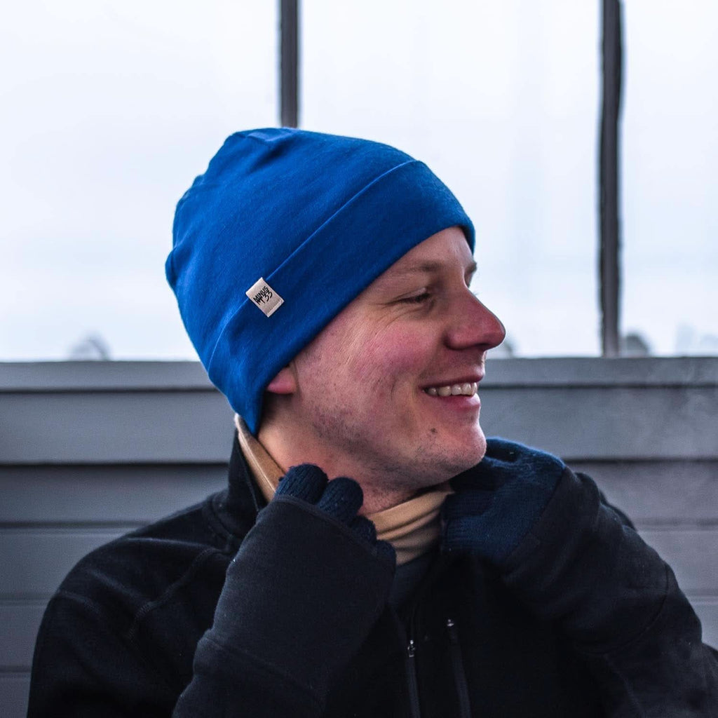 Lightweight Merino Wool Cuff Beanie - Solid Knit Hat