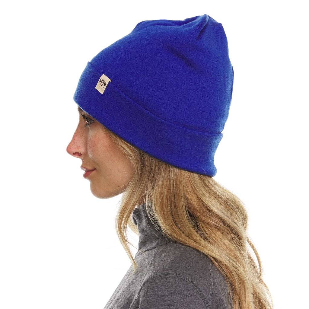 Lightweight Merino Wool Cuff Beanie - Solid Knit Hat