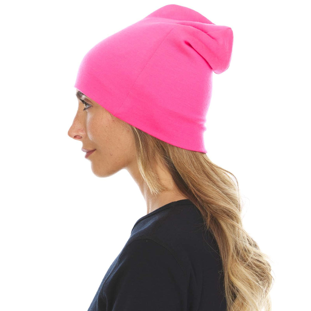 Lightweight Merino Wool Cuff Beanie - Solid Knit Hat