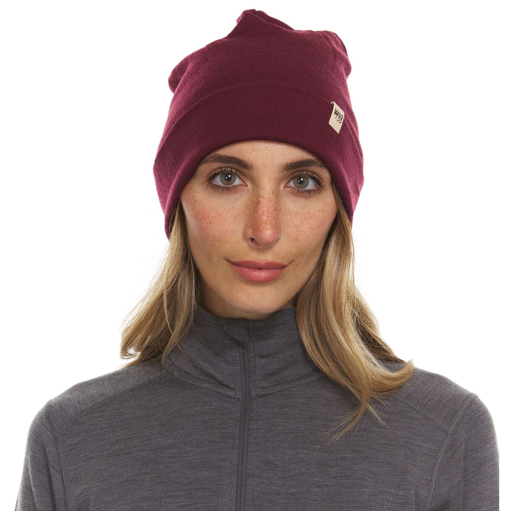 Lightweight Merino Wool Cuff Beanie - Solid Knit Hat
