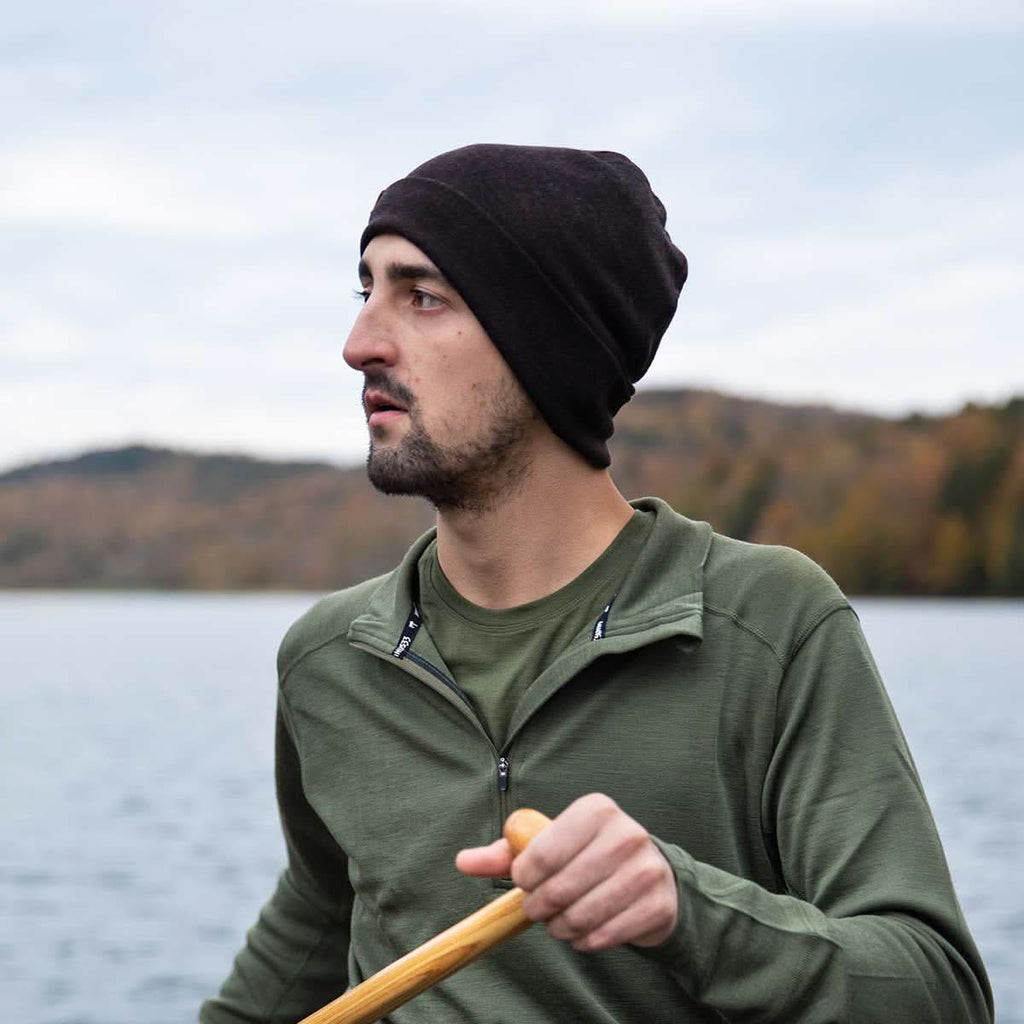 Lightweight Merino Wool Cuff Beanie - Solid Knit Hat