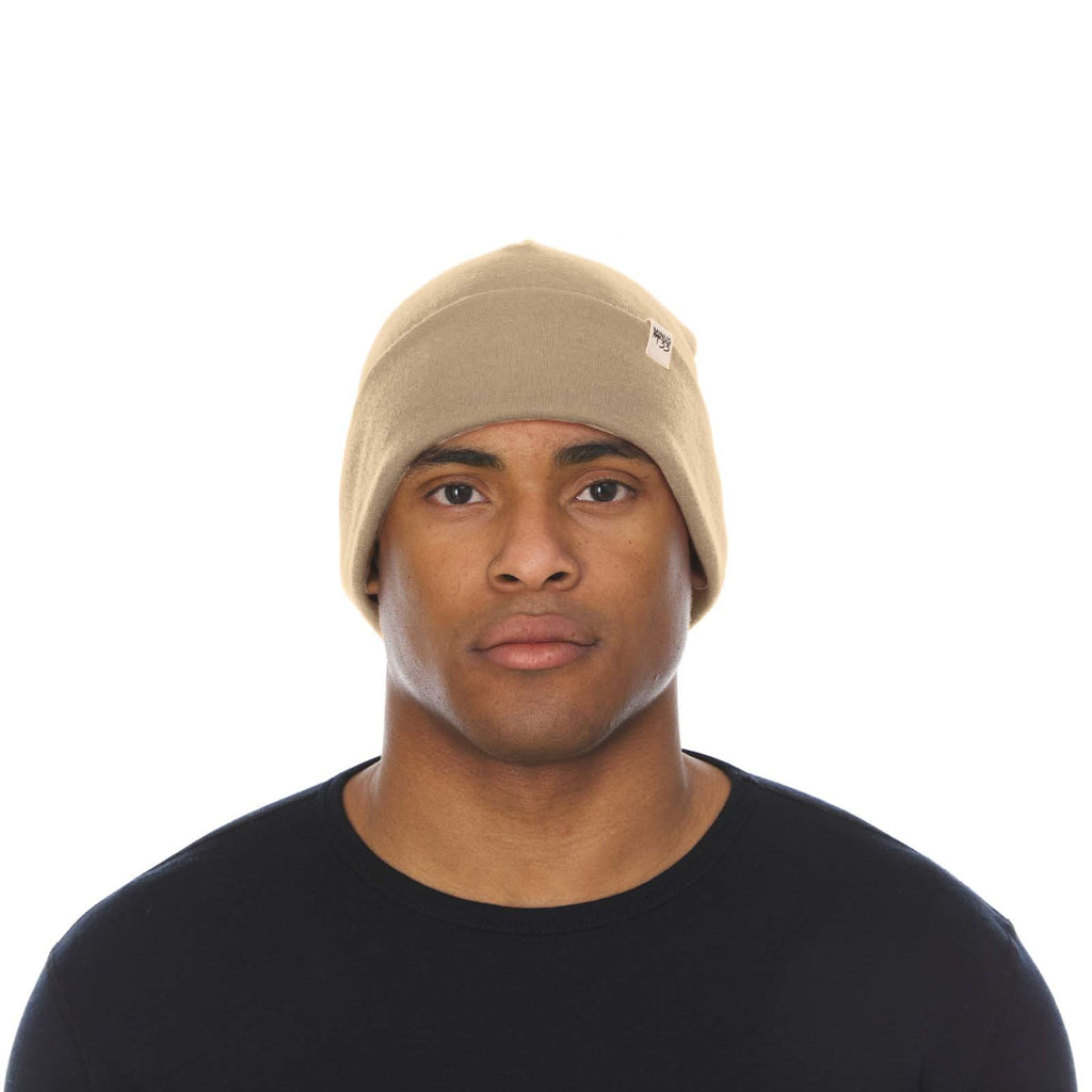 Lightweight Merino Wool Cuff Beanie - Solid Knit Hat